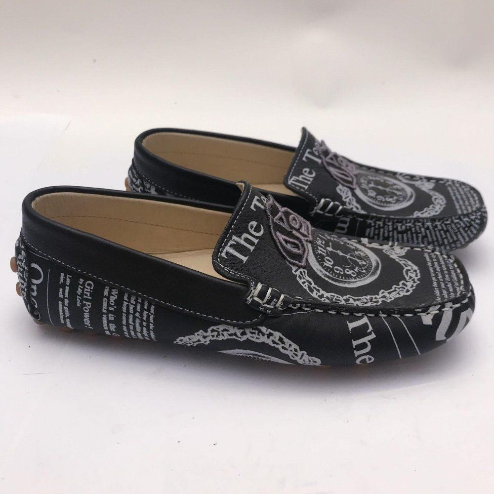 NEW Dior by John Galliano Newspaper Print Driving Loafers Size 3.5 US, 3…